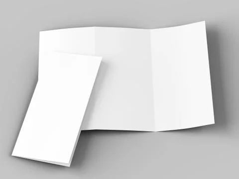 Open trifold brochure in A4 format mockup.3d illustartion Stock Illustration