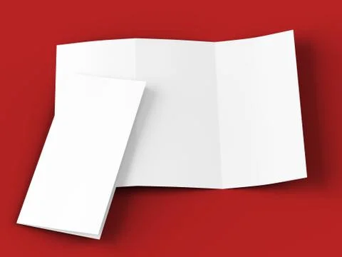Open trifold brochure in A4 format mockup.3d illustartion Stock Illustration