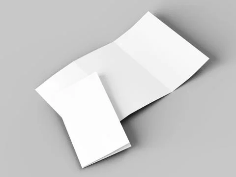 Open trifold brochure in A4 format mockup.3d illustartion Stock Illustration