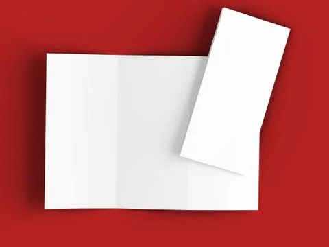 Open trifold brochure in A4 format mockup.3d illustartion Stock Illustration