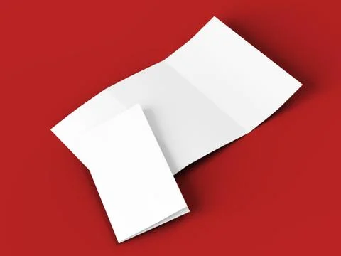 Open trifold brochure in A4 format mockup.3d illustartion Stock Illustration