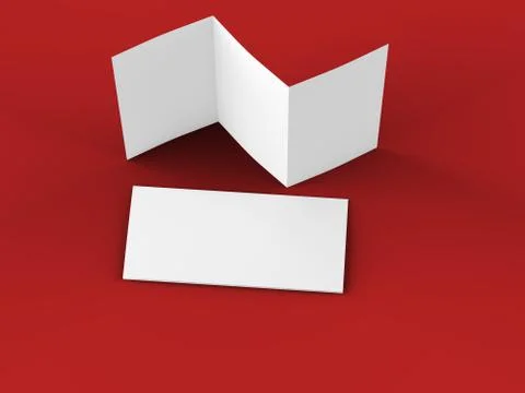 Open trifold brochure in A4 format mockup.3d illustartion Stock Illustration