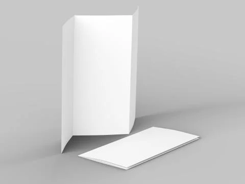 Open trifold brochure in A4 format mockup.3d illustartion Stock Illustration