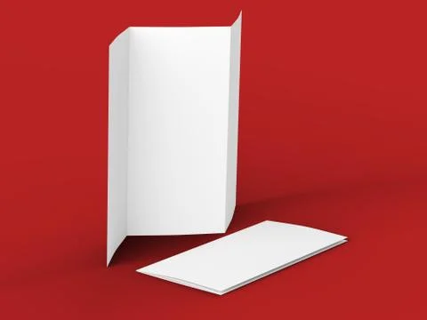 Open trifold brochure in A4 format mockup.3d illustartion Stock Illustration