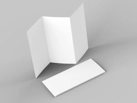 Open trifold brochure in A4 format mockup.3d illustartion Stock Illustration