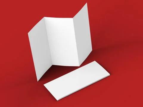 Open trifold brochure in A4 format mockup.3d illustartion Stock Illustration