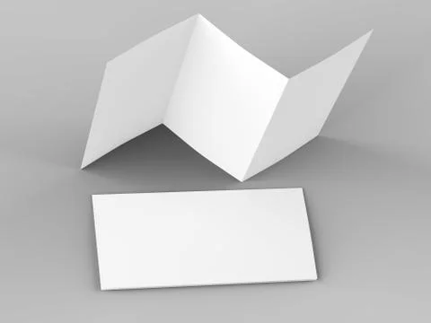 Open trifold brochure in A4 format mockup.3d illustartion Stock Illustration