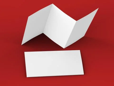 Open trifold brochure in A4 format mockup.3d illustartion Stock Illustration