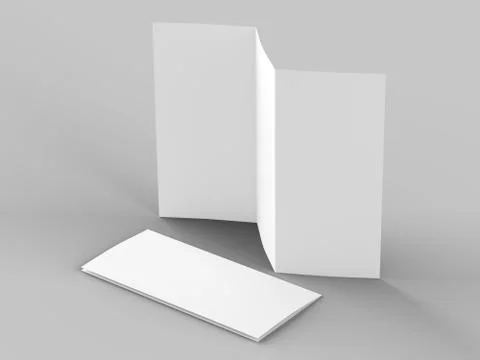 Open trifold brochure in A4 format mockup.3d illustartion Stock Illustration