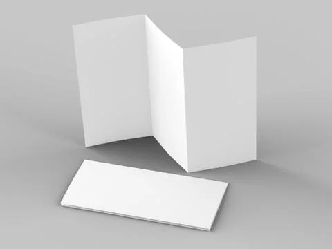 Open trifold brochure in A4 format mockup.3d illustartion Stock Illustration