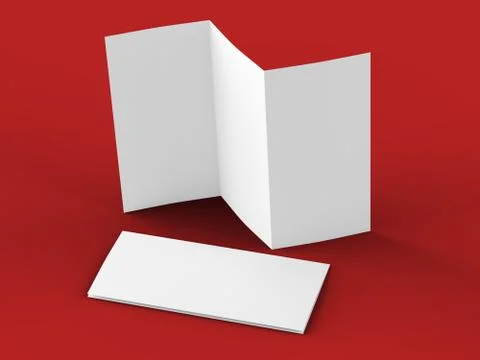 Open trifold brochure in A4 format mockup.3d illustartion Stock Illustration