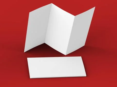 Open trifold brochure in A4 format mockup.3d illustartion Stock Illustration