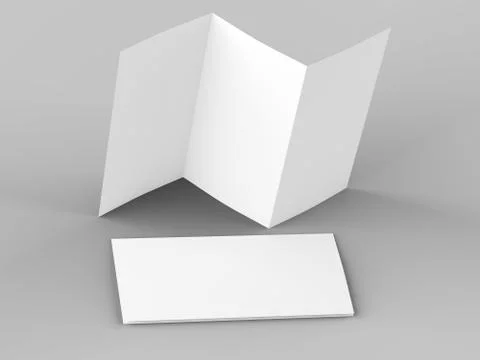 Open trifold brochure in A4 format mockup.3d illustartion Stock Illustration