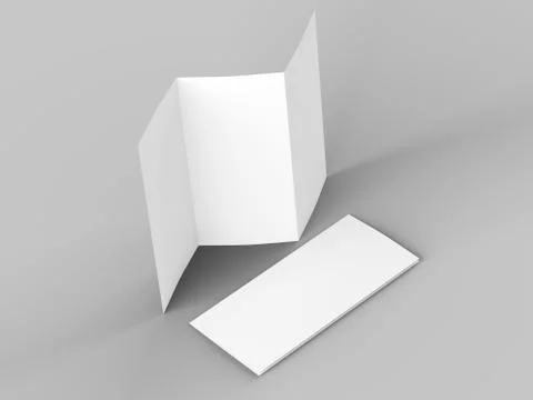 Open trifold brochure in A4 format mockup.3d illustartion Stock Illustration