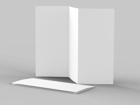 Open trifold brochure in A4 format mockup.3d illustartion Illustrazione stock