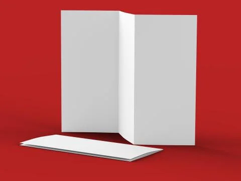 Open trifold brochure in A4 format mockup.3d illustartion Stock Illustration