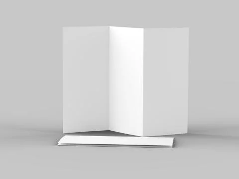 Open trifold brochure in A4 format mockup.3d illustartion Stock Illustration
