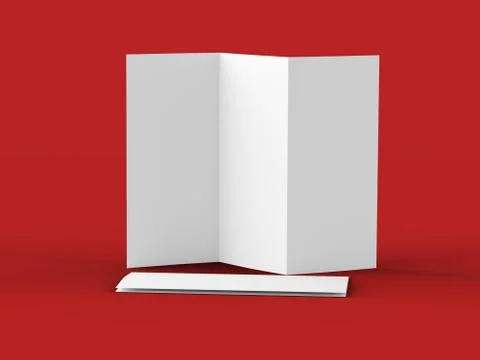 Open trifold brochure in A4 format mockup.3d illustartion Stock Illustration