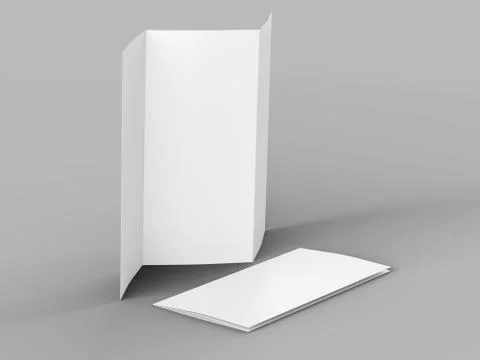 Open trifold brochure in A4 format mockup.3d illustartion Stock Illustration