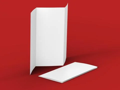 Open trifold brochure in A4 format mockup.3d illustartion Stock Illustration