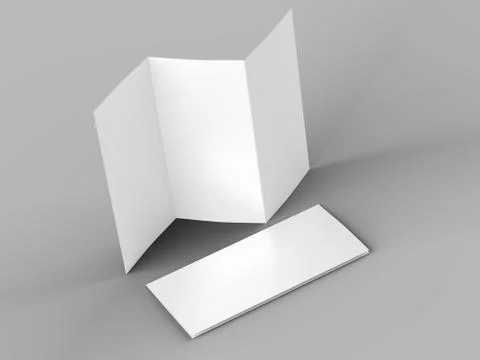 Open trifold brochure in A4 format mockup.3d illustartion Stock Illustration