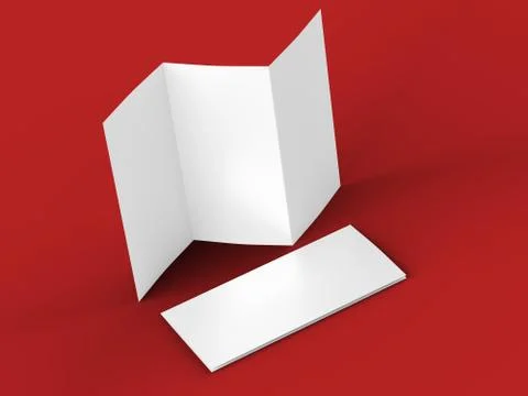 Open trifold brochure in A4 format mockup.3d illustartion Stock Illustration