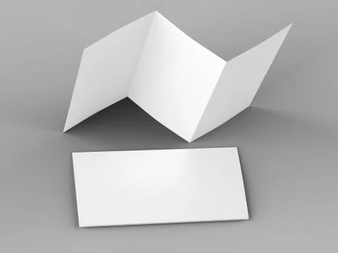 Open trifold brochure in A4 format mockup.3d illustartion Stock Illustration