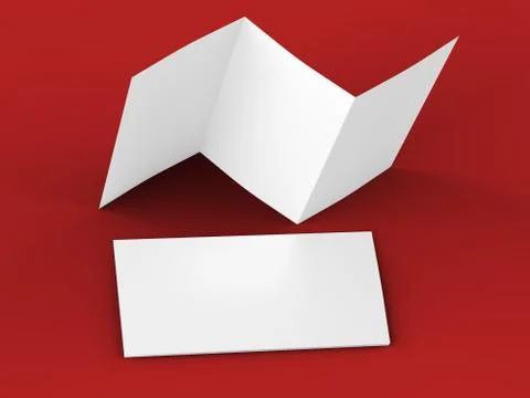 Open trifold brochure in A4 format mockup.3d illustartion Stock Illustration