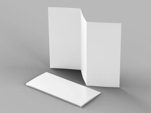 Open trifold brochure in A4 format mockup.3d illustartion Stock Illustration