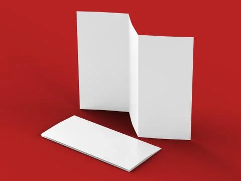 Open trifold brochure in A4 format mockup.3d illustartion Stock Illustration