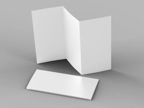 Open trifold brochure in A4 format mockup.3d illustartion Stock Illustration