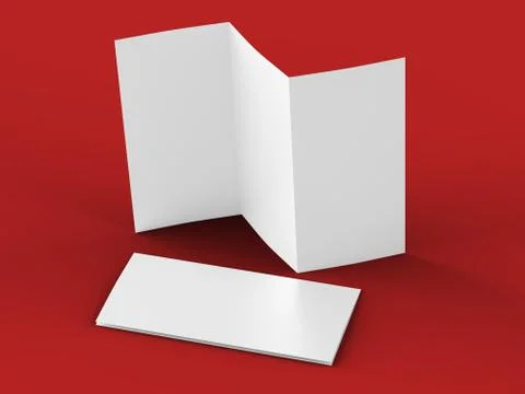 Open trifold brochure in A4 format mockup.3d illustartion Stock Illustration