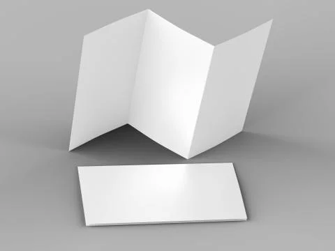 Open trifold brochure in A4 format mockup.3d illustartion Stock Illustration