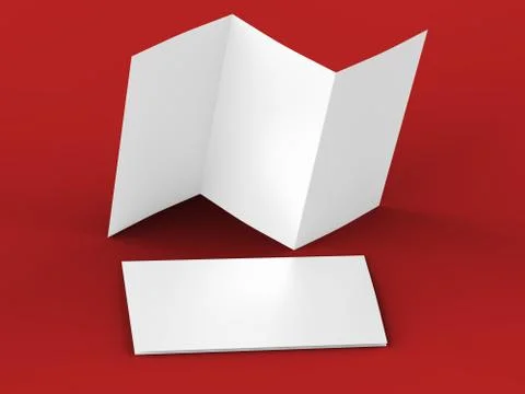 Open trifold brochure in A4 format mockup.3d illustartion Stock Illustration