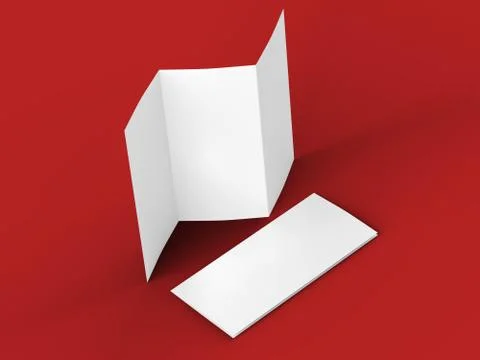 Open trifold brochure in A4 format mockup.3d illustartion Stock Illustration
