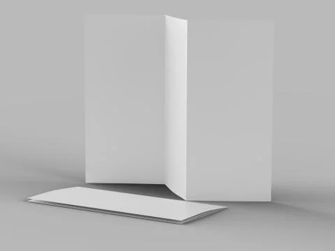 Open trifold brochure in A4 format mockup.3d illustartion Stock Illustration