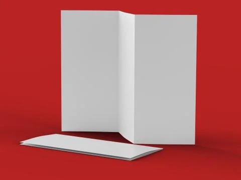 Open trifold brochure in A4 format mockup.3d illustartion Stock Illustration