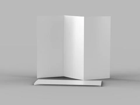 Open trifold brochure in A4 format mockup.3d illustartion Stock Illustration