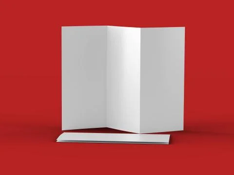 Open trifold brochure in A4 format mockup.3d illustartion Stock Illustration