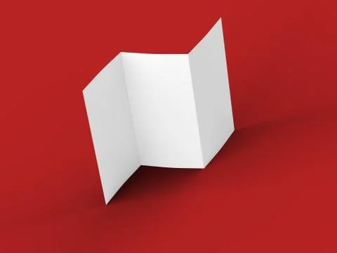 Open trifold brochure in A4 format mockup.3d illustartion Stock Illustration