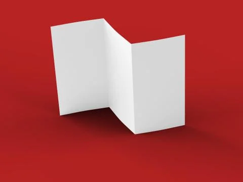 Open trifold brochure in A4 format mockup.3d illustartion Stock Illustration