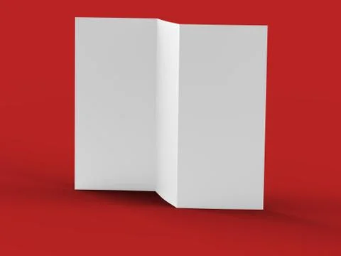 Open trifold brochure in A4 format mockup.3d illustartion Stock Illustration