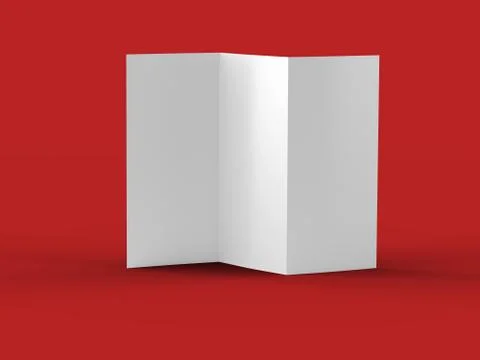 Open trifold brochure in A4 format mockup.3d illustartion Stock Illustration