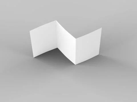 Open trifold brochure in A4 format mockup.3d illustartion Stock Illustration