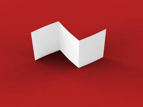 Open trifold brochure in A4 format mockup.3d illustartion Stock Illustration