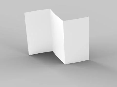 Open trifold brochure in A4 format mockup.3d illustartion Stock Illustration