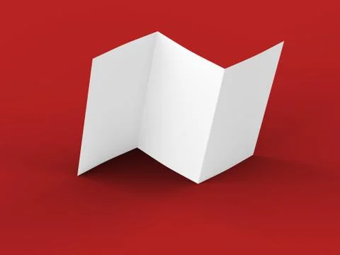 Open trifold brochure in A4 format mockup.3d illustartion Stock Illustration