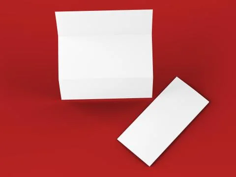 Open trifold brochure in A4 format mockup.3d illustartion Stock Illustration