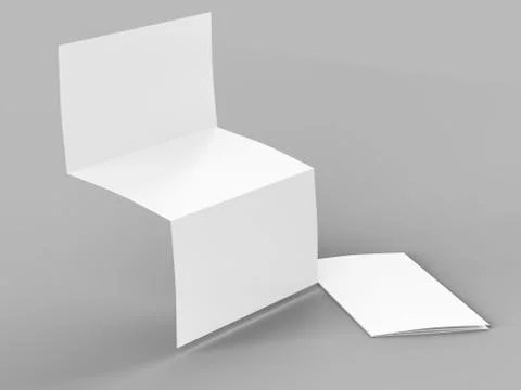 Open trifold brochure in A4 format mockup.3d illustartion Stock Illustration