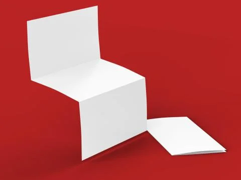 Open trifold brochure in A4 format mockup.3d illustartion Stock Illustration